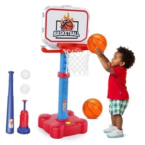 4 in 1 Toddler Basketball Hoop & T Ball Set, Kids Toys Boys 3-5, Adjustable - Picture 1 of 7