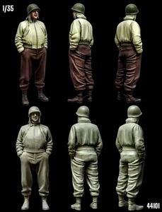 •Figura de resina 1/35 petrolero de EE. UU. con manos en bolsillos en kit modelo de vestido de invierno 44101 - Imagen 1 de 3