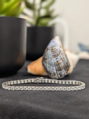 Brazalete de tenis de diamantes de 7 quilates con diamantes cultivados en laboratorio - oro macizo de 14 quilates - oro blanco Foto 1 de 4