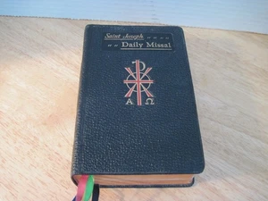Saint Joseph Daily Missal Catholic 1961 Black Leather Gilded Confraternity - Bild 1 von 3