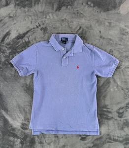 Polo Ralph Lauren Boys Polo Shirt Blue Red Pony Logo Cotton Size S (8/10) - Picture 1 of 7
