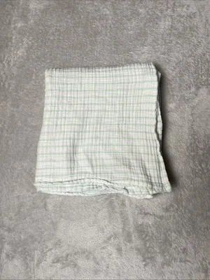 Manta para bebé Aden + Anais blanca menta verde aguamarina rayas algodón muselina envoltura Foto 1 de 4