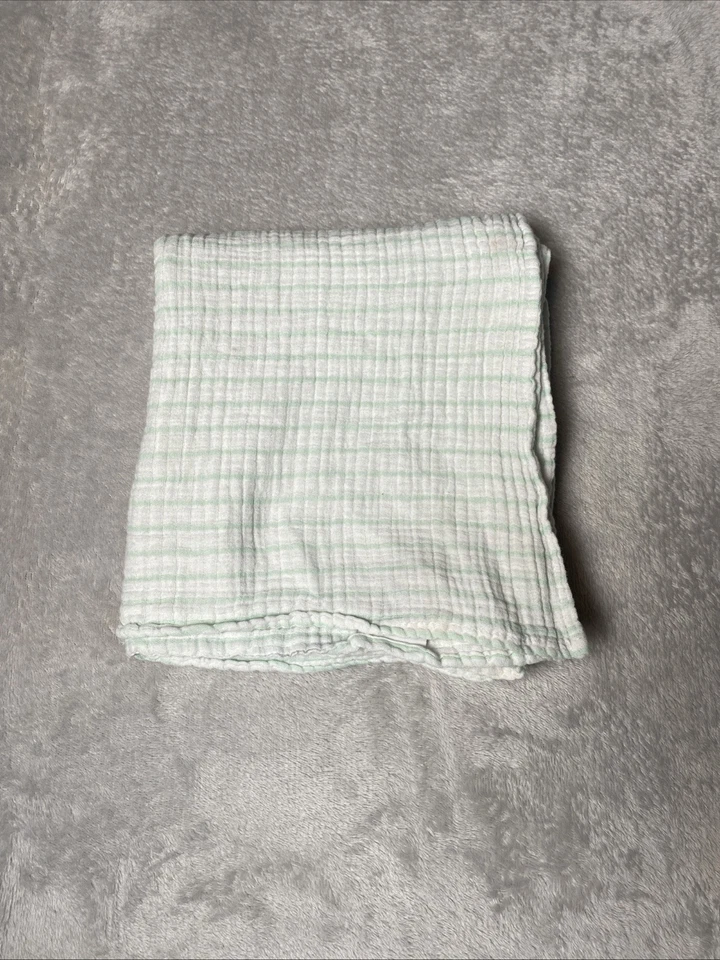 Manta para bebé Aden + Anais blanca menta verde aguamarina rayas algodón muselina envoltura Foto 1 de 4