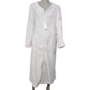 Ella Simone Nightgown Womens L Sculpted Rose Long Sleeve Fleece Robe Zip front  - Picture 1 of 10