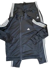 Women's Adidas Full Track Suit Jacket and Pant Black Long Sleeve Size XL - Picture 1 of 5