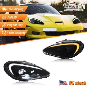 Full LED Headlights For Chevrolet Corvette C6 2005-2013 Head Lamp Assembly Pair - Picture 1 of 22