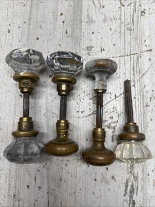 12 Punkt Kristall Türklinke Paar Glas & Messing Vintage viktorianische Türklinken - Bild 1 von 7