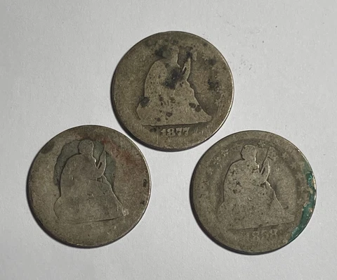 1857, 1858 & 1877 Liberty Seated 25C (#16584) lower grade weak dates Cover