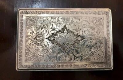 antique Persian sterling silver cigarette case, heavy solid - Image 1 of 4