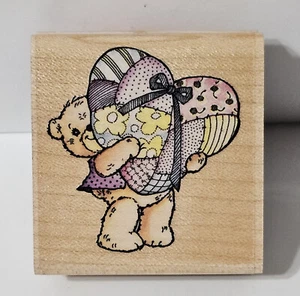 Rubber Stampede Wood Mounted Rubber Stamp - Beary's Big Heart - Foto 1 di 2