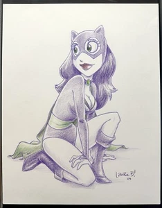 Cat Woman de Laurie B Arte Cómic Original DC Comics Batman Joker Penguin 11 x 14 - Imagen 1 de 5