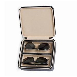 MONTE CARLO BLACK LEATHER TRAVEL SUNGLASS CASE - EYEGLASS CASE - Picture 1 of 2