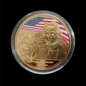ABRAHAM LINCOLN 1809-1865 MAKE AMERICA GREAT AGAIN,GOLDEN - Picture 1 of 2