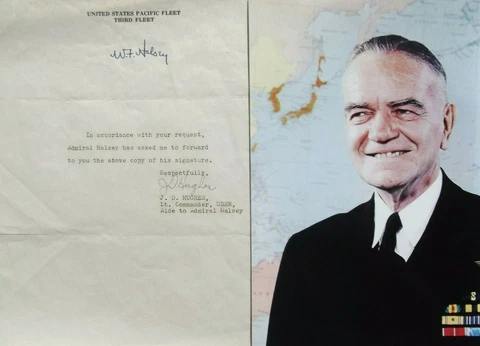 William F. Halsey Admiral United States Navy WW II U.S Third Fleet Signed Letter Cover