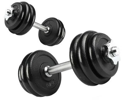 40lb Adjustable Dumbbell Set Exercise & Workout Strength Training Chrome & Black - Image 1 of 4