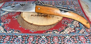 NEW NAVAJA RING PULL D2 Steel POCKET KNIFE Charred Ash Wood Okapi Style - Picture 1 of 7