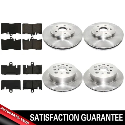 Kit dianteiro traseiro rotores de freio e pastilhas de freio de cerâmica compatível com Lexus LS430 2001-2006 - Imagem 1 de 4