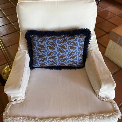 Decorador Vaquero Personalizado Vaquera Azul Marrón Cepillo Flecos Recorte Lumbar 12x18” Foto 1 de 4