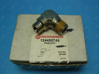 Norgren 12-445-0748 Push To Connect Elbow Fitting 1/2 Tube x 1/2" NPT Male Brass - Image 1 of 4