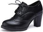Odema Women Brogue Pumps Wingtip Lace-Up High Heel Oxfords Shoes Ankle Boots