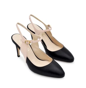 Elizée Shoes The Frecia Pump. Black and Beige Leather. Size 9.5 New w/o Box. - Picture 1 of 10