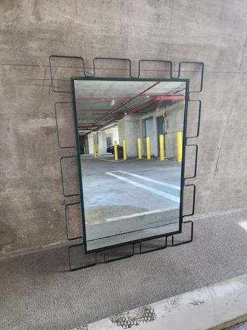 1950's  Mid Century Greek Key Style Wrought Iron Wall Mirror Cover