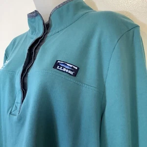 LL Bean 1/4 Button, Long Sleeve Women’s Teal BluePullover Size XL ICMA Exec Brd - Picture 1 of 10