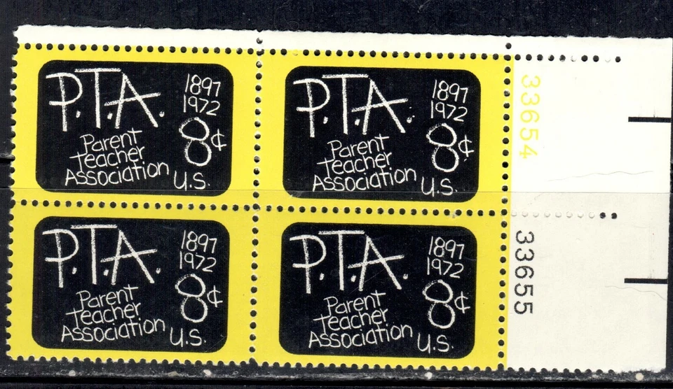 #1463 1972 8-cent PTA  Association block of 4 with plate# MNH - Image 1 of 1