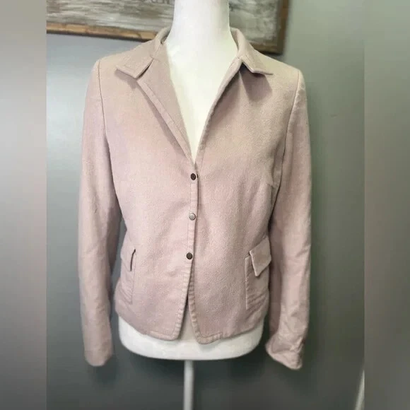 Chaqueta Blazer Para Mujer Akris Punto Lana Angora Beige Tostado Talla 10 Foto 1 de 4