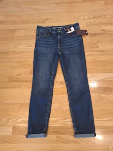 Womens JRS 13 No Boundaries Stretch Skinny Crop Jeans Cuffed blue Midrise - Picture 1 of 5
