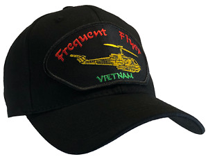 Frequent Flyer Vietnam Hat Black Ball Cap Vietnam Veteran Helicopter Pilot Bell