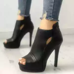 Womens Stiletto High Heels Platform Peep Toe Sandals Ankle Boots Pumps Zip Shoes - Picture 1 of 24