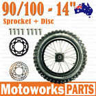 90/100-14" Inch Rear Back Wheel + Sprocket + Disc +Bolt Dirt Pit Pro Trail Bike