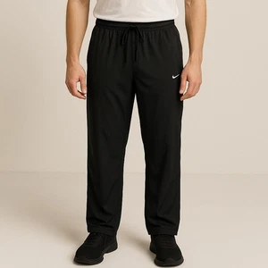 Vintage. Nike FitDry Track Pants Mens XL Black Straight Leg Lined Drawstring Y2K - Picture 1 of 12