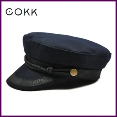Шляпа черные шляпы для женщин женщины военного плоский верх шляпа крышка женщин Gorras - Изображение 1 из 4