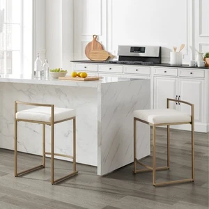 Crosley Harlowe 2Pc Counter Stool Set - 18.75"d x 17.5"W x Creme 18.75"d x 17.5" - Picture 1 of 5