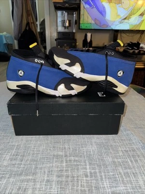 Air Jordan 14 复古低 Laney Varsity Royal 黑色白色男式 11 码温和使用 — 第 1/4 张图片