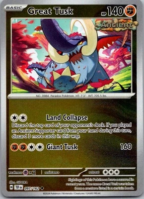 Great Tusk - Reverse Holo Uncommon SV05: Temporal Forces 097/162 NM - Image 1 of 2