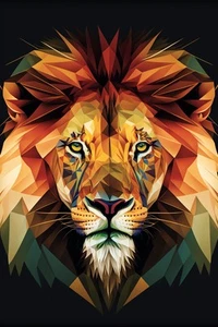 Canvas Art Abstract Multi Colour Orange Lion Colourful Wall Picture Poster Print - Picture 1 of 22