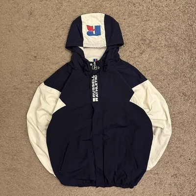 Vintage Russell Athletic Blue Fleece Lined Zip Up Jacket Size L - Image 1 of 3