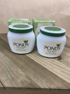 Two Vintage Ponds Face Cream Deep Cleanses Milk Jar Glass Green Lid Not For Use - Picture 1 of 10