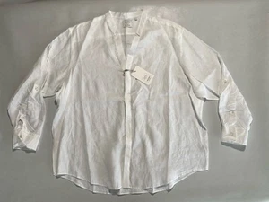 NEW-3XB Big Mens Murano Mcnutt Long Sleeve Button Mandarin Shirt Linen White - Picture 1 of 10