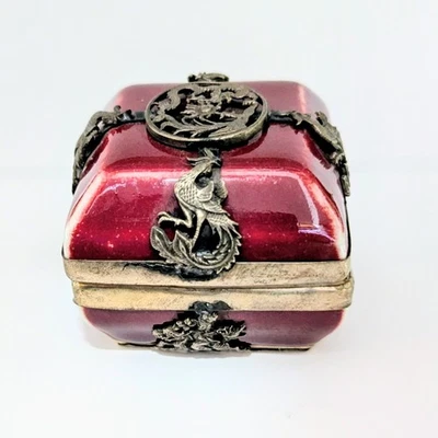 Antigua caja de tinta de plata de porcelana china de la dinastía Qing del período Guangxu 2,25" Foto 1 de 4