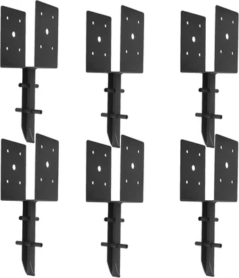 4x4 Concrete Post Anchor 6 Pcs (Inner Dia 3.6"x3.6") U Shape Fence Post Holder G - Image 1 of 4