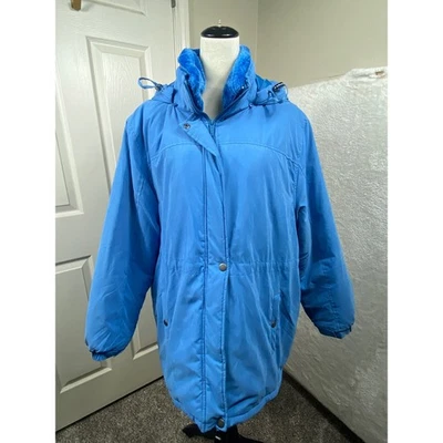 Totes Womens 2XL Blue Hooded Winter Parka Coat Removable Faux Fur Collar - Image 1 of 4