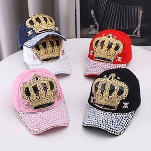 Gorra de béisbol creativa remache perla aire libre a prueba de sol moda sombrero gorra en pico nueva - Imagen 1 de 10