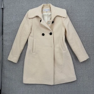 Trina Turk Wool Blend Coat Double Breasted Textured Cream Sz 4P Luxury Cottage - Picture 1 of 11