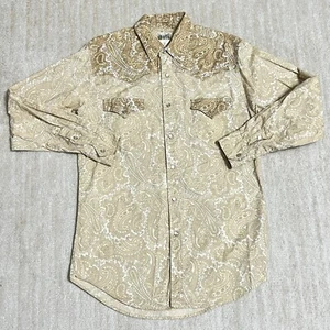 Mens Express Rider Western Cowboy Pearl Snap Paisley Button Shirt Medium - Picture 1 of 7