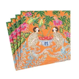 Monkeys Boxed Paper Cocktail Napkins in Orange - 40 Per Box - Picture 1 of 2
