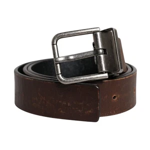 DOLCE & GABBANA Belt Brown Solid Leather Classic Waist Buckle 75cm / 30in 420usd - Picture 1 of 8